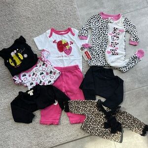 8 Piece Girl's Mix and Match Tops and Bottoms Bundle - Size 3-6 Months